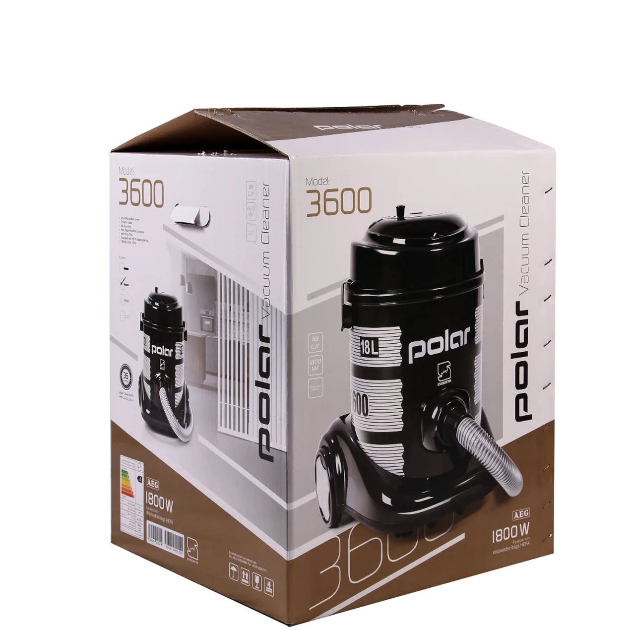 جاروبرقی سطلی 1800 وات پلار مدل 3600