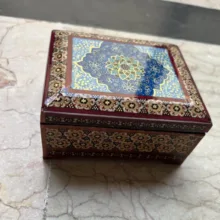 جعبه جواهرات خاتم کاری چوبی مدل نقاشی