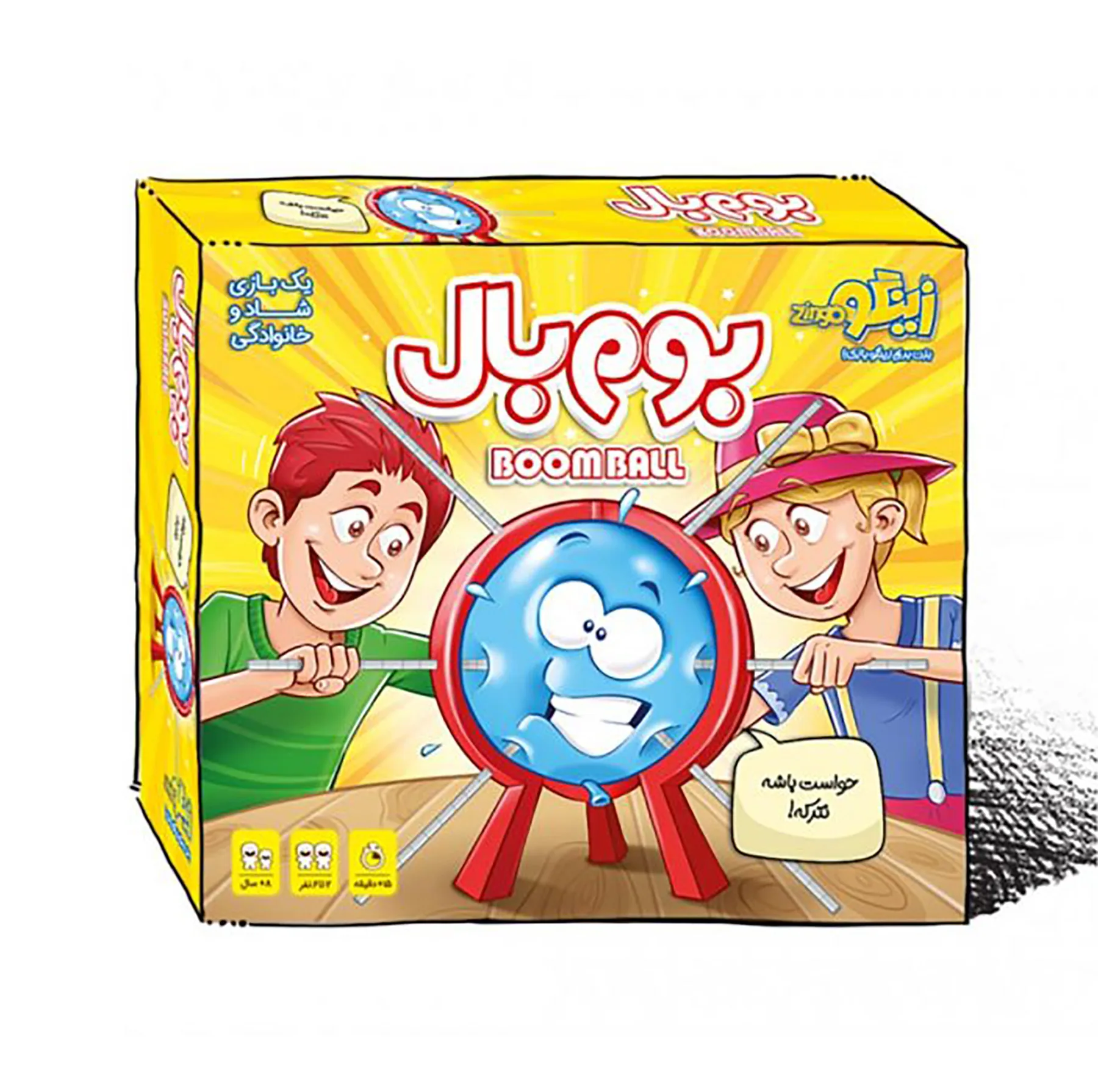 بازی فکری زینگو مدل بوم بال، رقابتی شانسی برای 2 تا 6 نفر، مناسب خردسال و کودک، افزایش دقت، تمرکز، تفکر استراتژیک و تصمیمگیری، درجه سختی متوسط، مدت بازی زیر 30 دقیقه