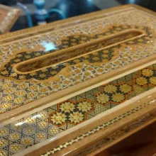 ست جعبه دستمال کاغذی و سطل خاتم کاری کد 251