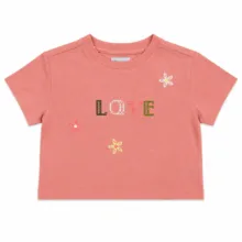 کراپ تی‌شرت آستین کوتاه دخترانه اورکیدز مدل love
