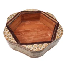 شکلات خوری خاتم کاری چوبی مدل شش گوش هلالی کد 140545