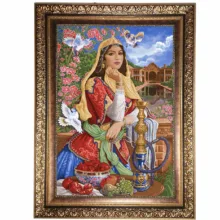 تابلو فرش ماشینی نقش نگار رضوی طرح دختر ایرانی کد 1175KC