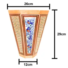 ست جعبه دستمال کاغذی و سطل خاتم کاری چوبی صنایع دستی فاخر مدل ممتاز طرح گل و مرغ برجسته کد Bl2926