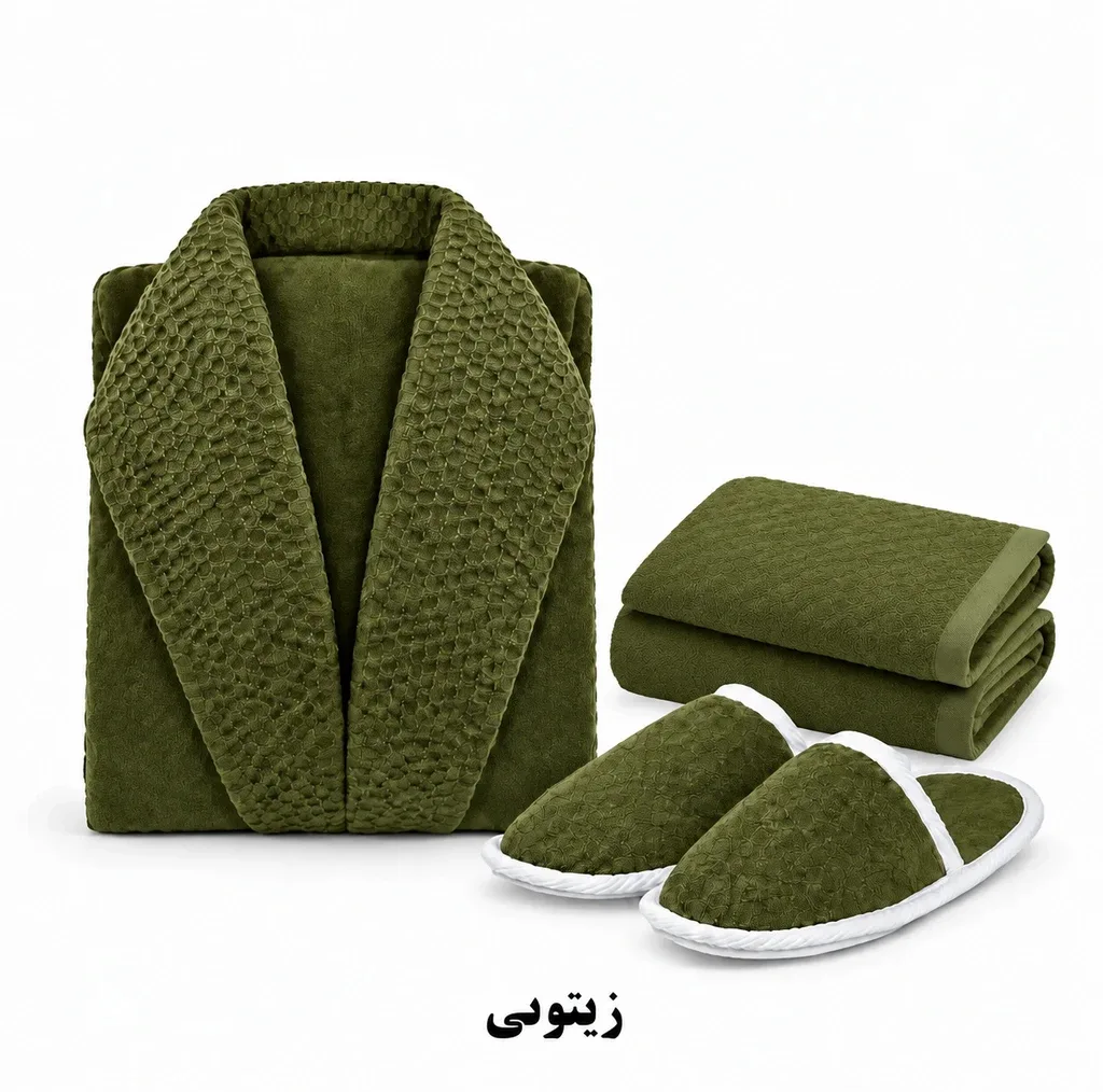 سرویس حوله پالتویی 3 تکه الماس مدل Anima سایز 125 مناسب قد 160 تا 185 سانتی متر