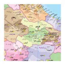 نقشه چاپی انتشارات گیتاشناسی نوین مدل تقسمات شهرستانی ایران کد A.P 1447