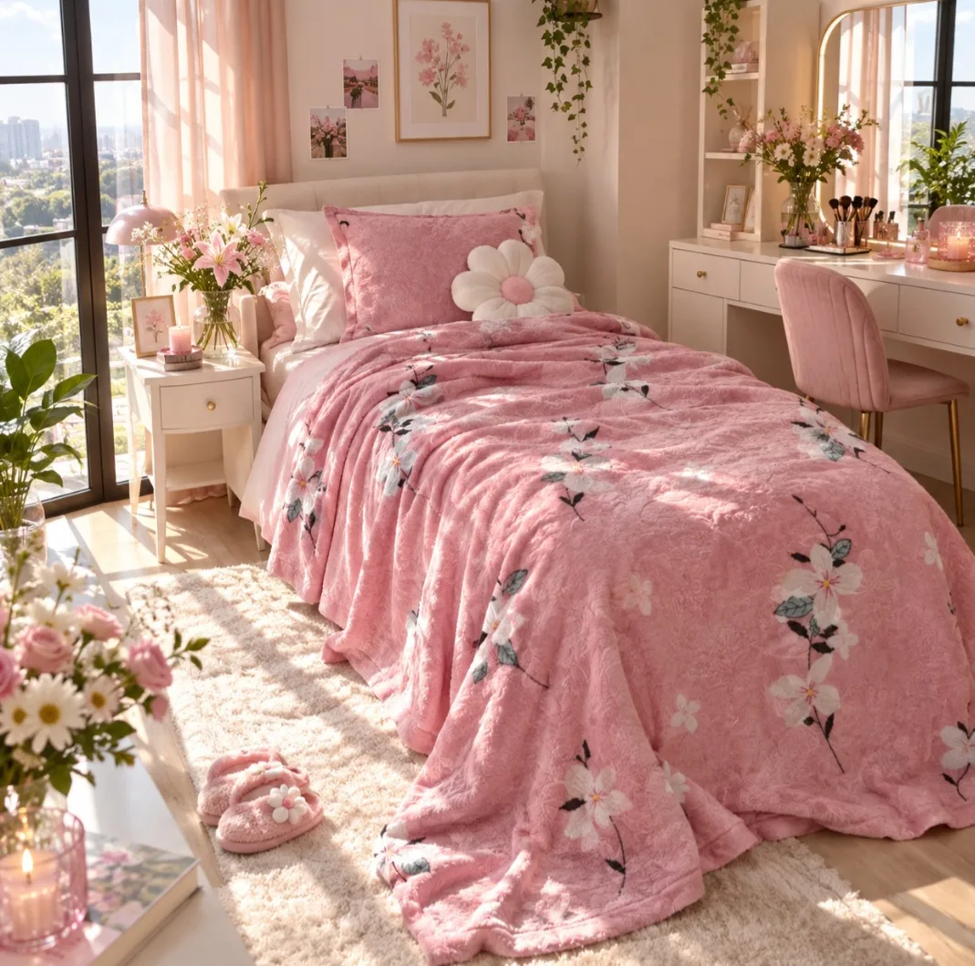پتو مسافرتی 1 نفره طرح لیزری مدل گل و پروانه سایز 160×220 سانتی‌متر
