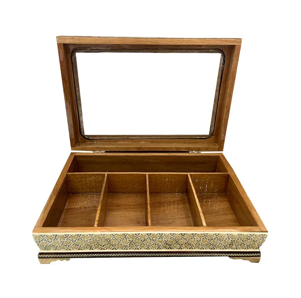 جعبه خاتم کاری چوبی کد 30