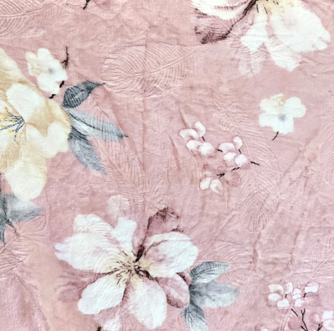 پتو مسافرتی 1 نفره طرح لیزری مدل شکوفه گیلاس سایز 160×220 سانتی‌متر