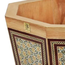 ست جعبه دستمال کاغذی و سطل و جعبه کارد و چنگال خاتم کاری فراز هنر مدل مهرینه کد 3