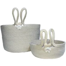 سبد قیطان دوزی مدل لاندری طرح خرگوش کد D65 بسته 2 عددی