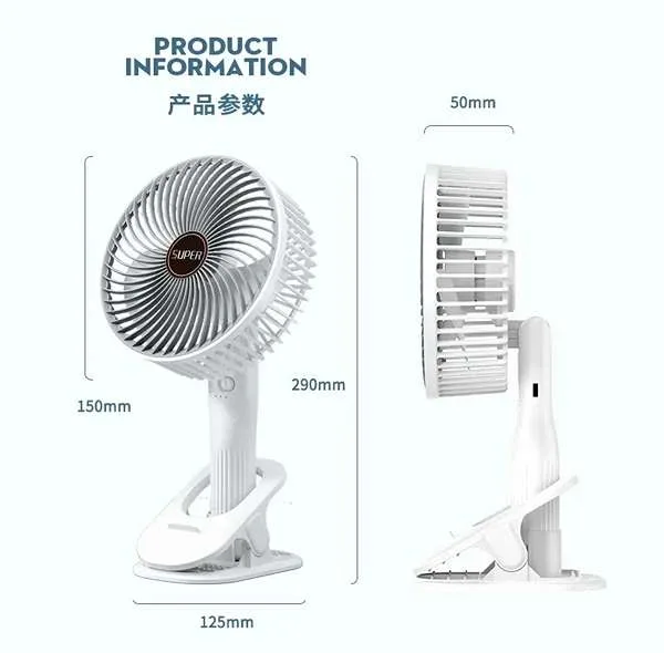 پنکه شارژی مدل Circulation Clamp Fan-2000 ظرفیت 1200 میلی آمپر ساعت