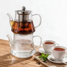 ست کتری و قوری گائوژی  مدل YIMING GLASS گنجایش کتری 1.5 لیتر گنجایش قوری 1 لیتر