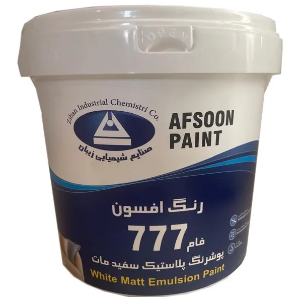 رنگ تمام پلاستیک سفید رنگ افسون مدل ساختمانی کد 777 حجم 3.8 لیتر