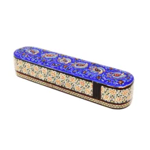 قلمدان خاتم کاری چوبی صنایع دستی فاخر مدل کشویی طرح تذهیب کد Bl1944