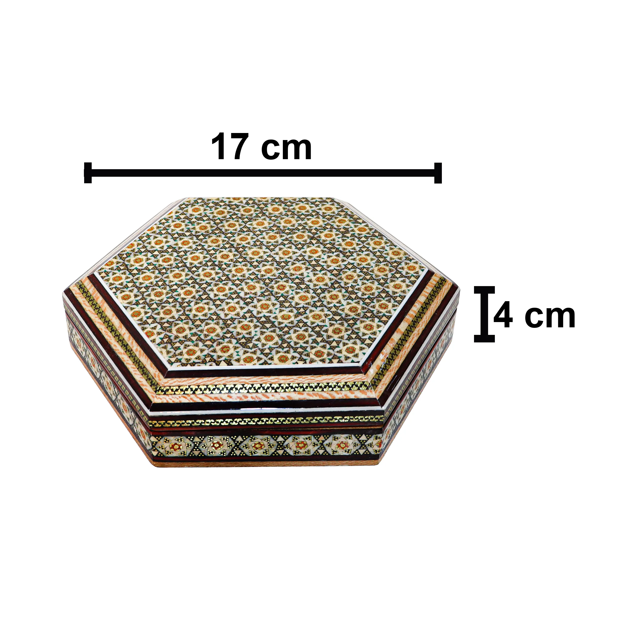 جعبه جواهرات خاتم کاری طرح 8 ضلعی کد 17154O2f2