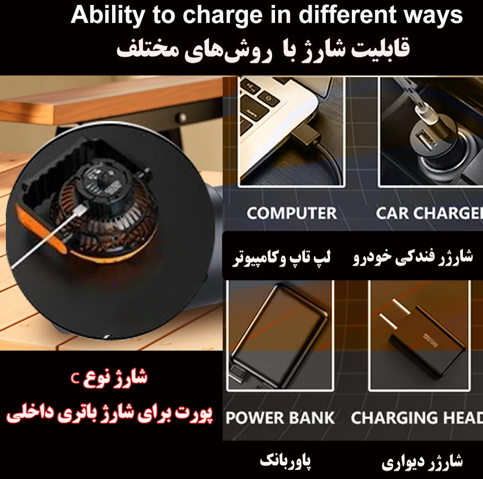 پنکه شارژی موبایل فن مدل X41 ظرفیت 2000 میلی آمپر ساعت