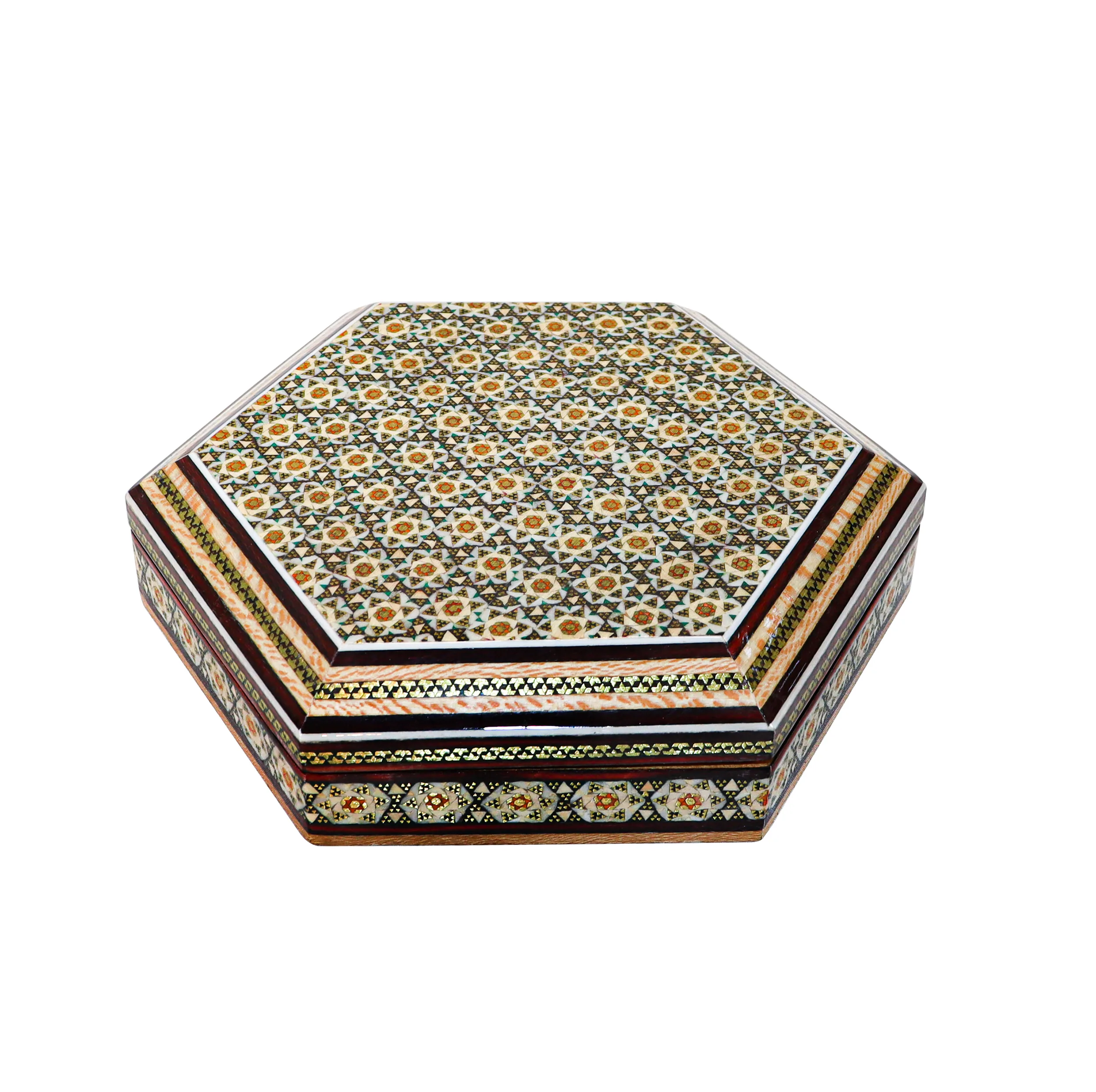 جعبه جواهرات خاتم کاری طرح 8 ضلعی کد 17154O2f2
