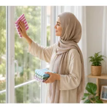 دستمال نظافت خانه و آشپزخانه نخ اسپی توره مدل یزدی کد Queen-55*75 بسته 4 عددی