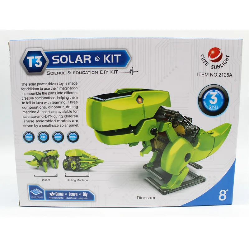 کیت آموزشی ناب سل مدل کیوت سان لایت ربات خورشیدی T3 کد T3 SOLAR KIT DINOSAUR 3IN1
