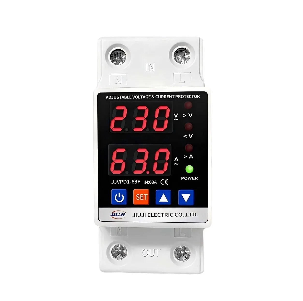 محافظ ولتاژ تکفاز 63 آمپر جیوجی مدل JIUJI_JJVPD1_63F