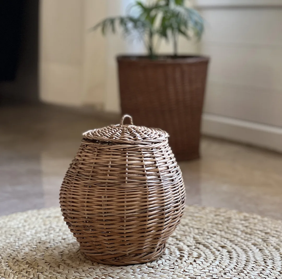 سبد حصیری مدل مروار طرح خمره دردار