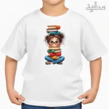 تی‌شرت آستین کوتاه بچگانه مدل دخترک کتاب کد v8