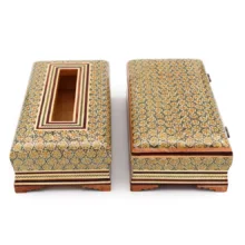 ست جعبه کارد و چنگال و جعبه دستمال کاغذی خاتم کاری کد 3