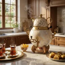 ست کتری و قوری ایران شرق مدل ماربل E001 گنجایش 6 لیتر