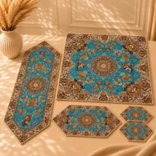 sj پنج تکه رومیزی ترمه طرح هشت بهشت