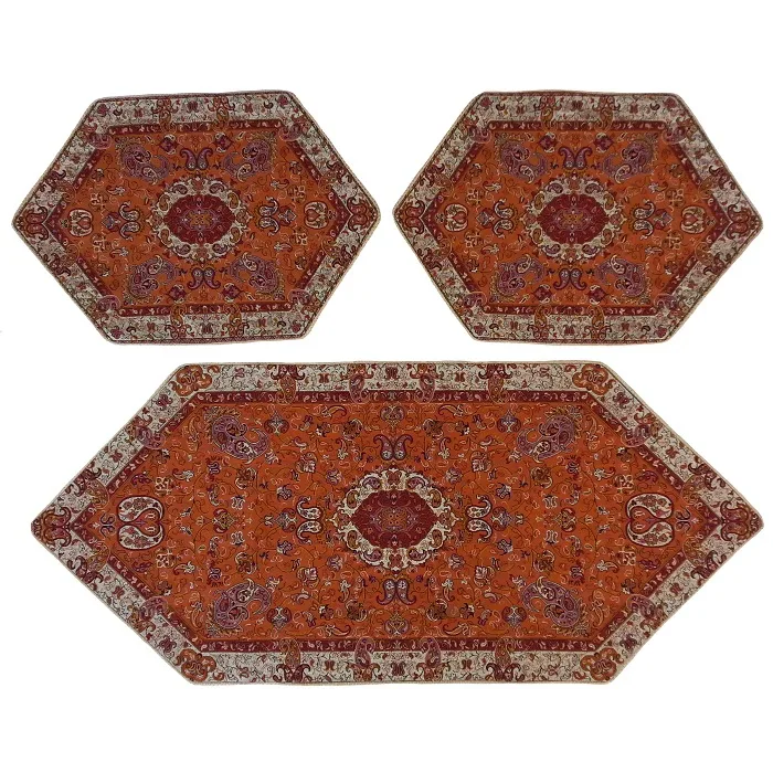 ست 3 تکه رومیزی ترمه کد TRSETE40