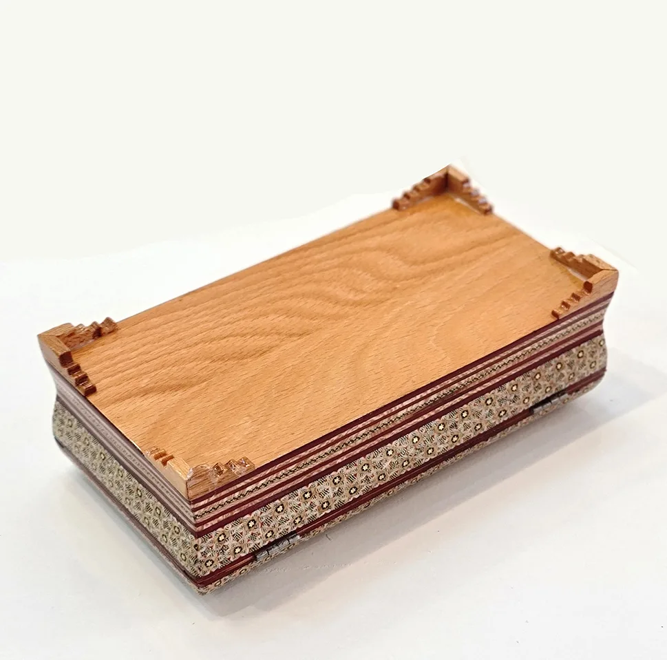 ست جعبه کارد و چنگال و جعبه دستمال کاغذی خاتم کاری چوبی مدل پره وارو