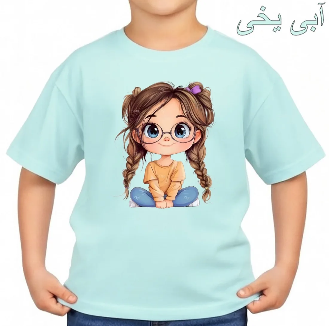 تی‌شرت آستین کوتاه بچگانه مدل دخترک عینکی کد p1