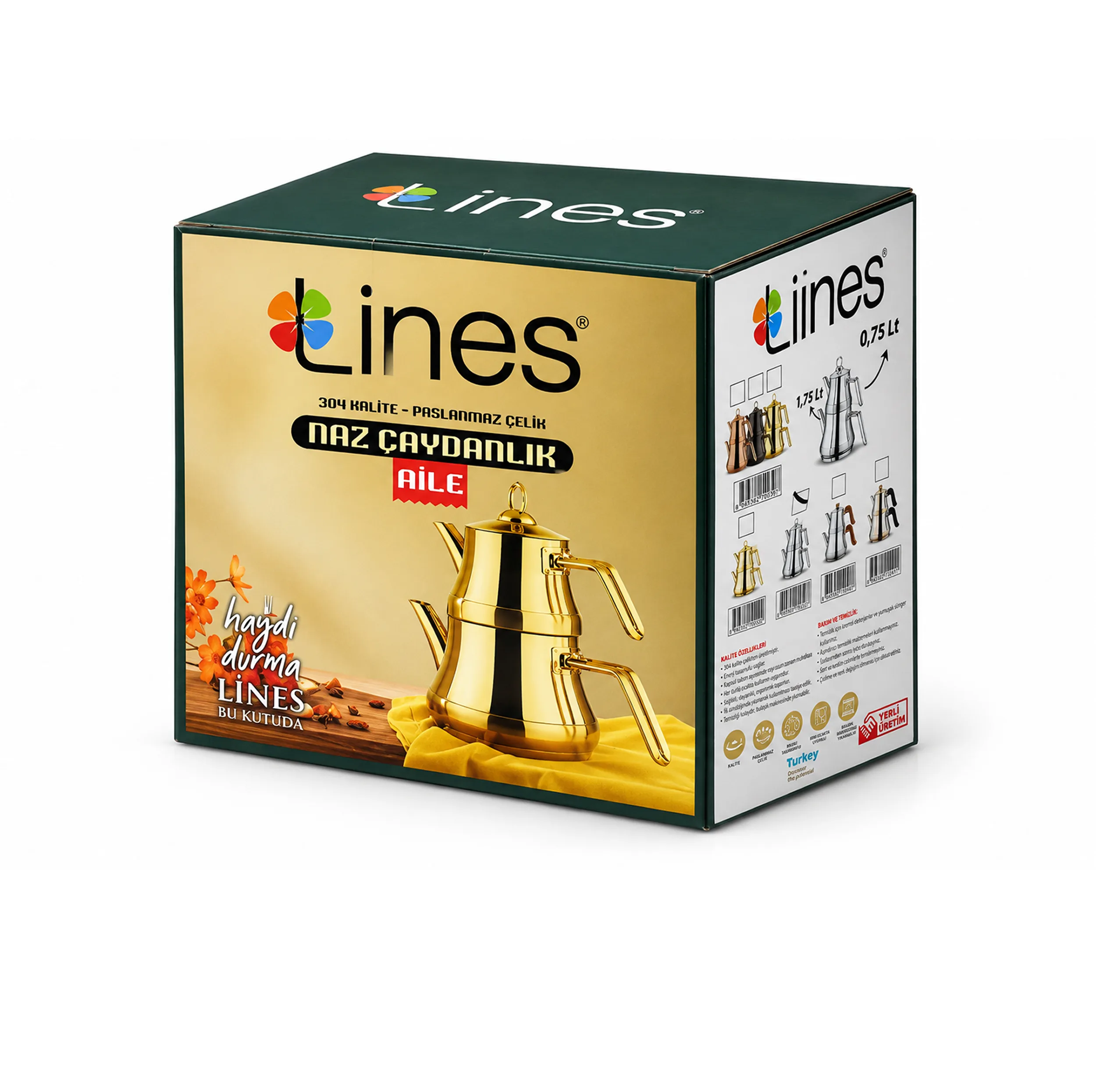 ست کتری و قوری لینس مدل Naz Aile گنجایش کتری 1.75 لیتر و گنجایش قوری 0.75 لیتر