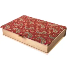 جعبه کارد و چنگال ترمه سنا مدل کتابی طرح بته قرمز