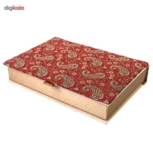 جعبه کارد و چنگال ترمه سنا مدل کتابی طرح بته قرمز