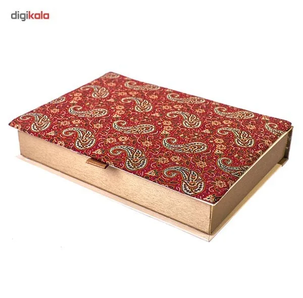 جعبه کارد و چنگال ترمه سنا مدل کتابی طرح بته قرمز
