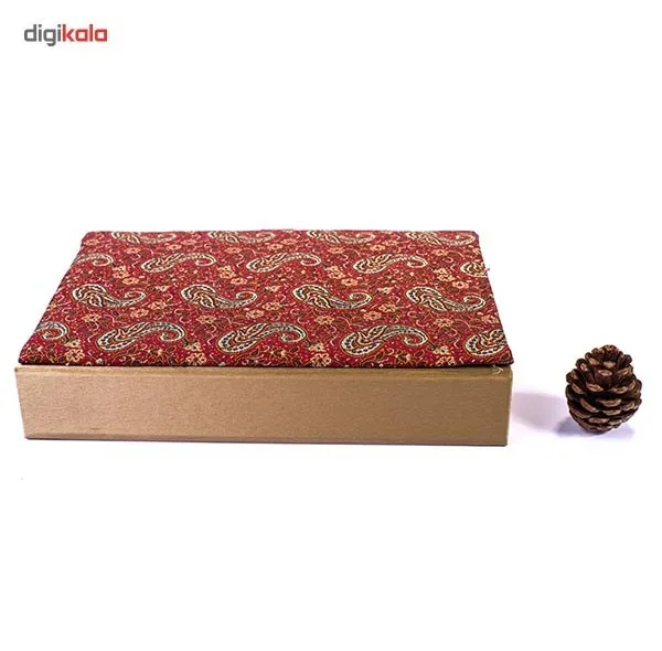 جعبه کارد و چنگال ترمه سنا مدل کتابی طرح بته قرمز