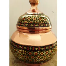 قندان خاتم کاری مسی مدل گل کد 13
