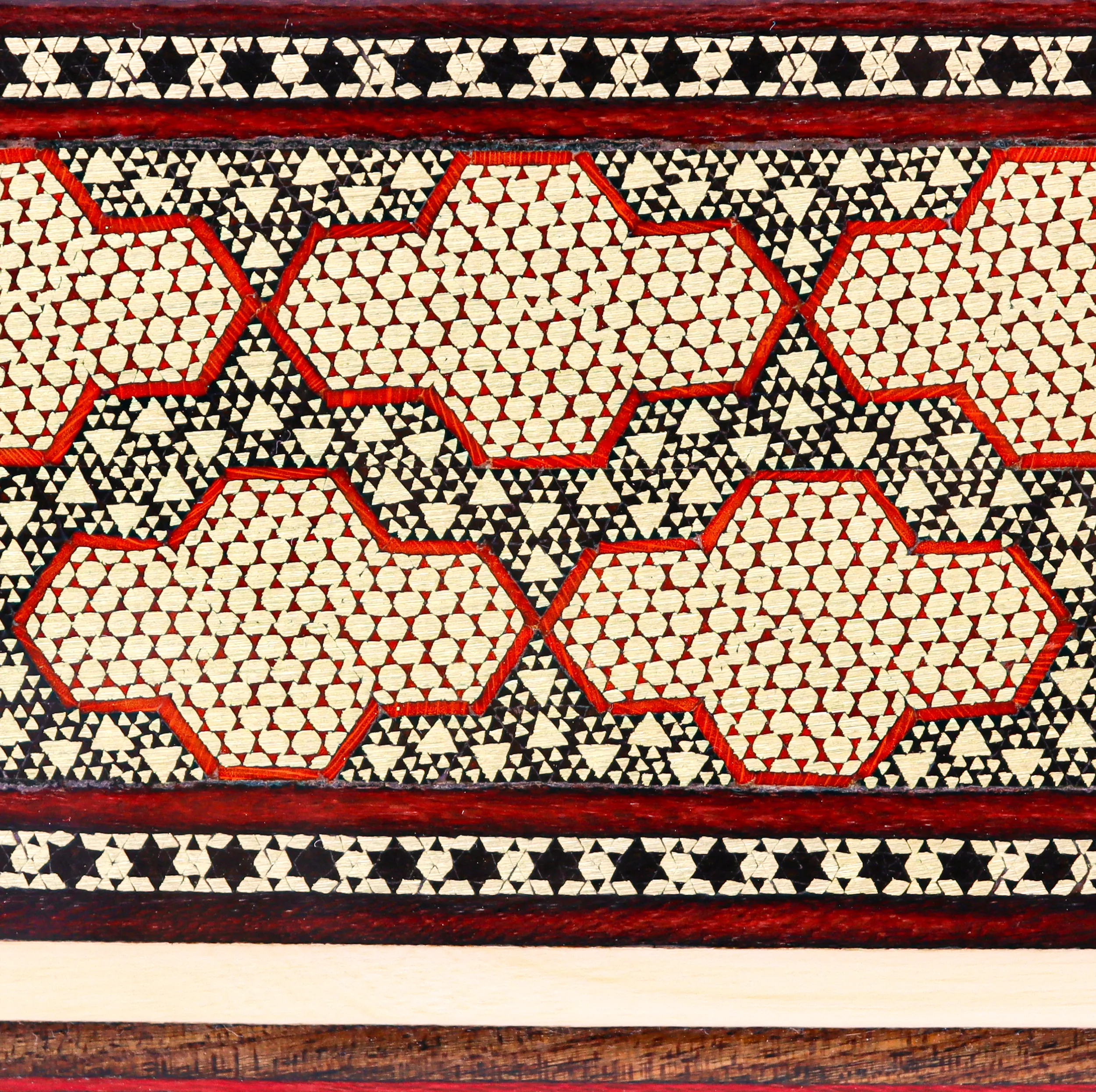 ساعت خاتم کاری چوبی صنایع دستی فاخر مدل 8 ضلعی کد HQ45d23light