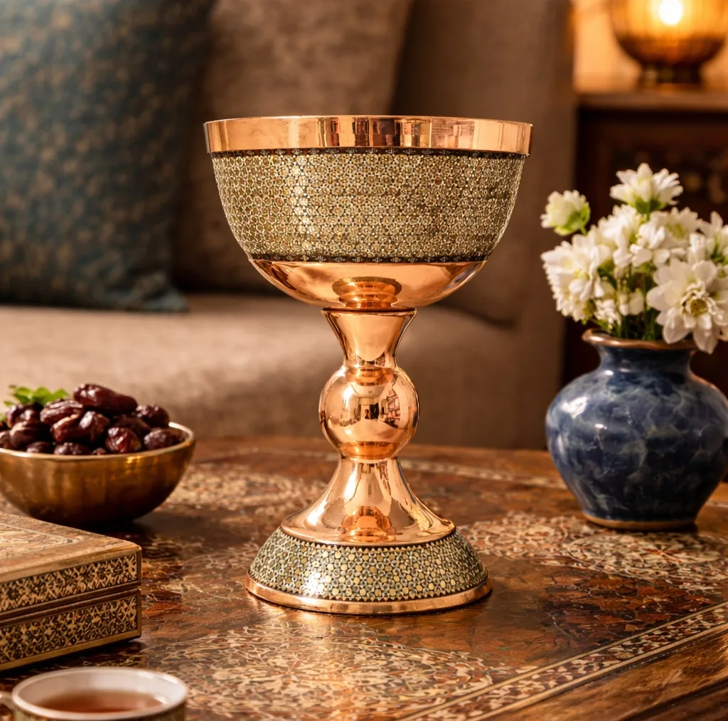 سنگاب خاتم کاری مسی نگارستان نیلی کد JR2901