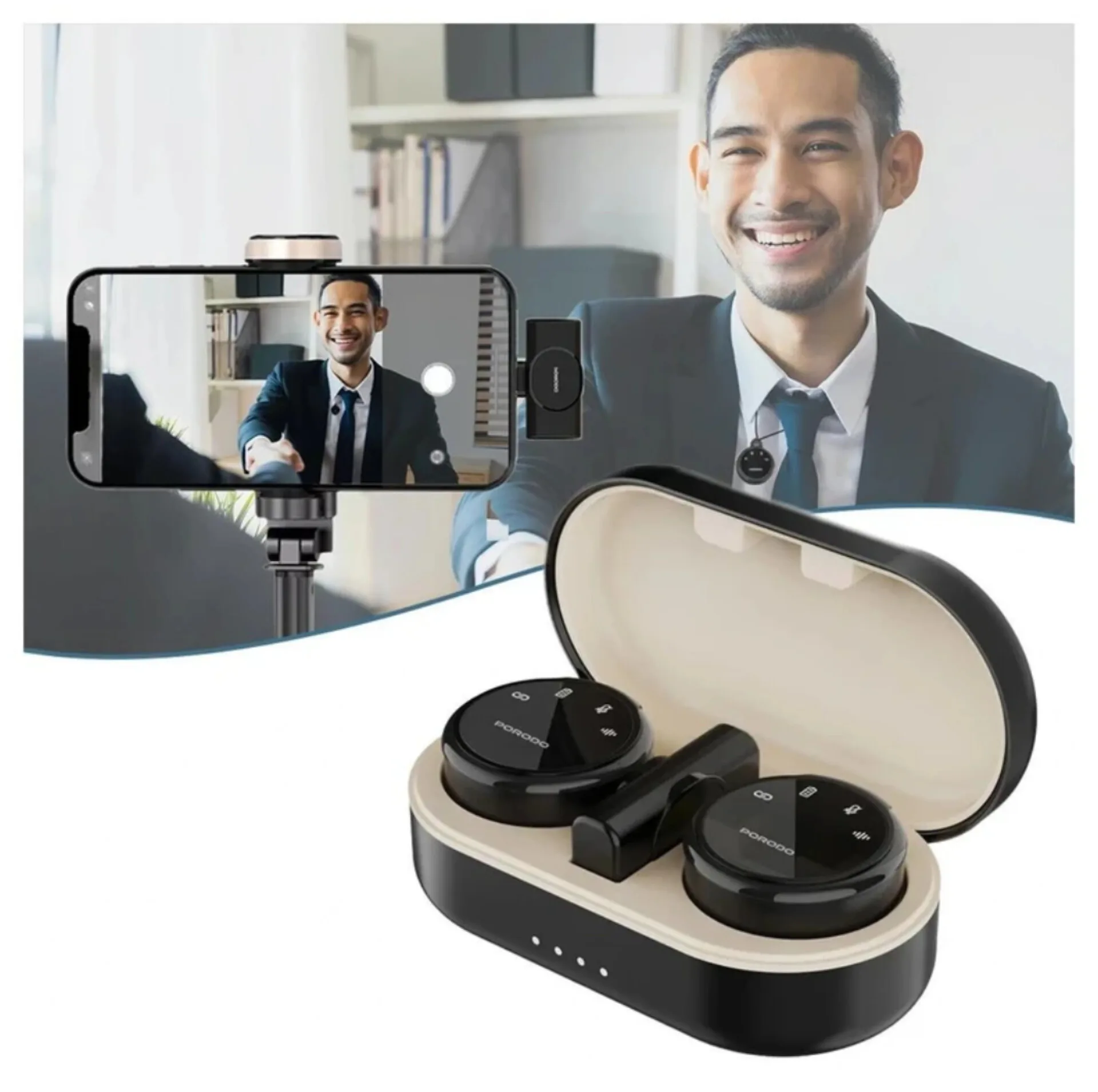 میکروفون حرفهای بیسیم پرودو مدل PD-WMDMIC-BK New Pack، با درگاه USB Type C و فیلتر برش فرکانسهای پایین