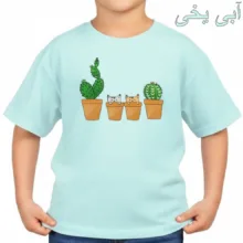 تی‌شرت آستین کوتاه بچگانه مدل کاکتوس و گربه کد v2