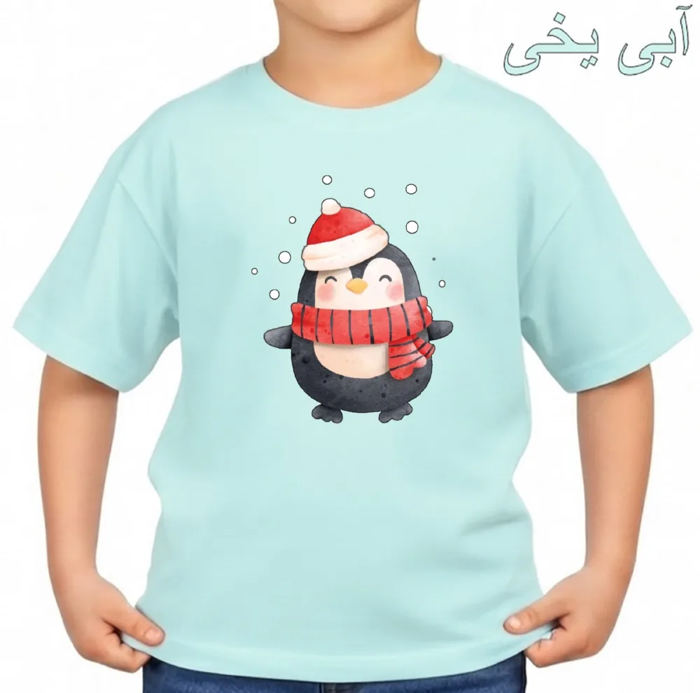 تی‌شرت آستین کوتاه بچگانه مدل پنگوئن کد v4