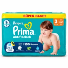 پوشک کودک پریما مدل Aktif Bebek-3 شماره 3 بسته 58 عددی