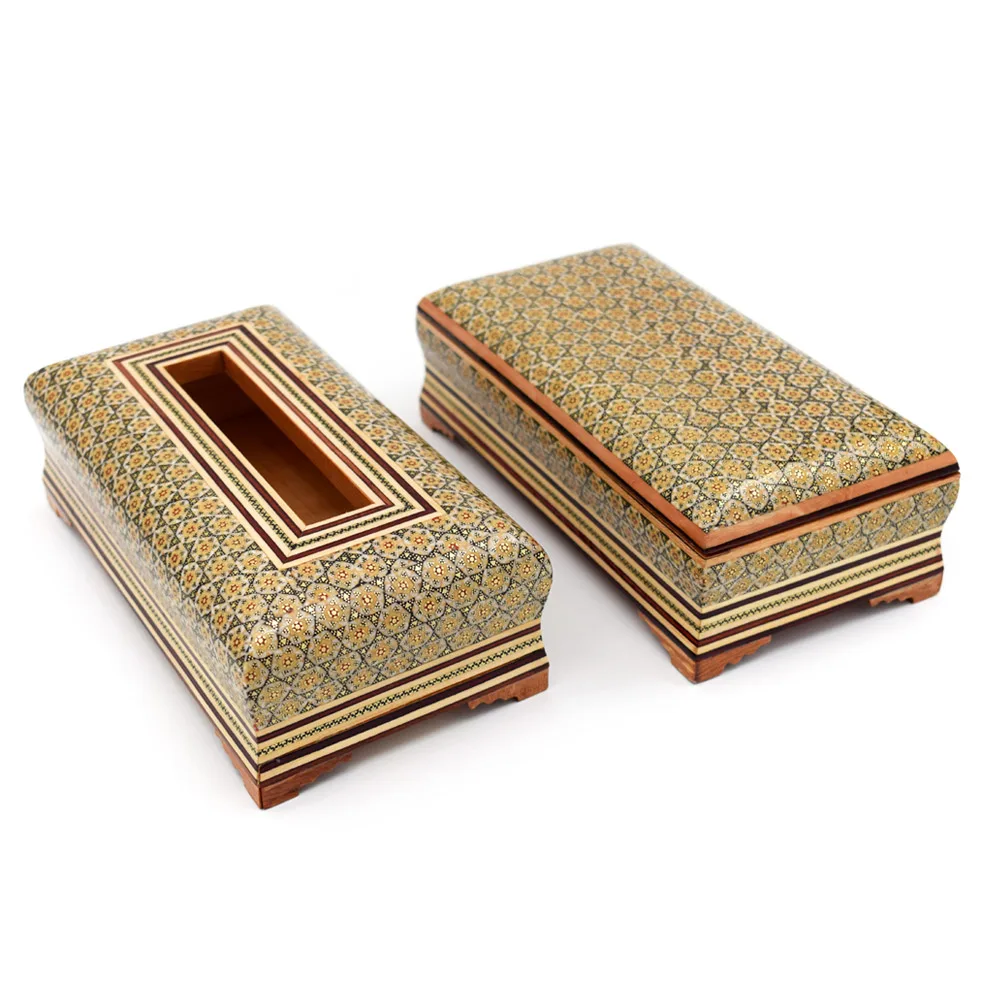 ست جعبه کارد و چنگال و جعبه دستمال کاغذی خاتم کاری کد 3