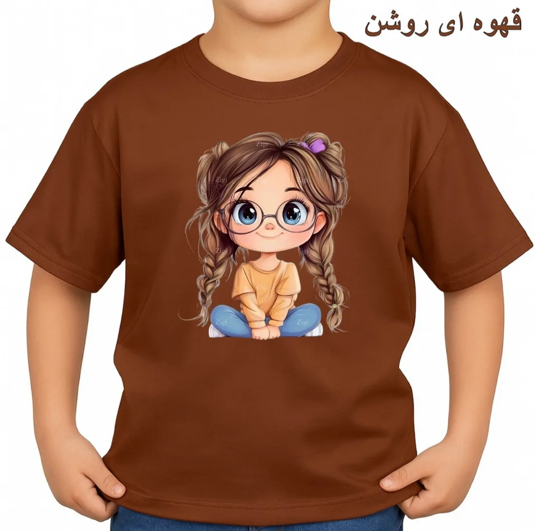 تی‌شرت آستین کوتاه بچگانه مدل دخترک عینکی کد p1