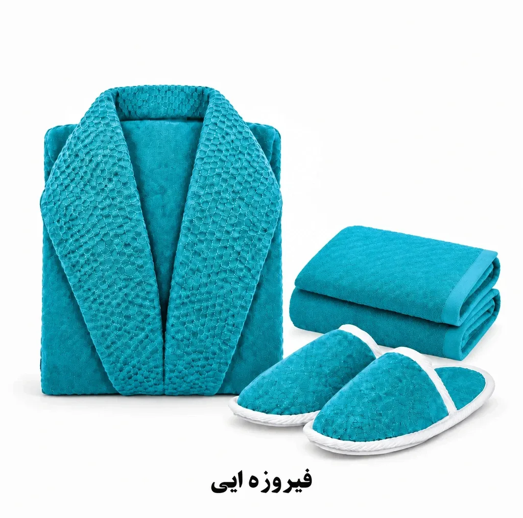 سرویس حوله پالتویی 3 تکه الماس مدل Anima سایز 125 مناسب قد 160 تا 185 سانتی متر