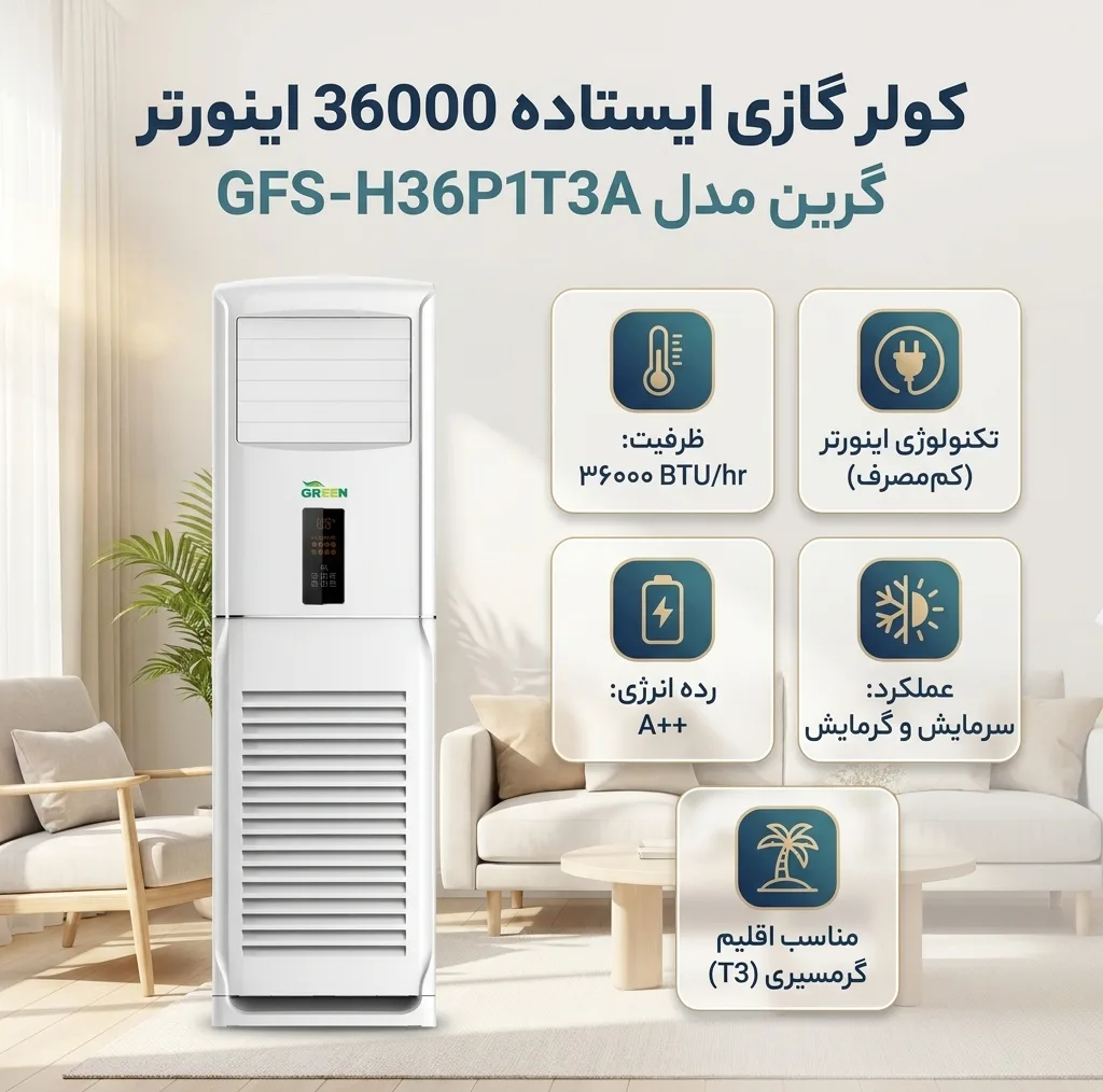 کولر گازی ایستاده 36000 اینورتر گرین مدل َGFS-H36P1T3A