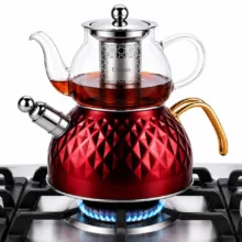 ست کتری و قوری مدل UN-3677 گنجایش کتری 3 لیتر گنجایش قوری 0.6 لیتر